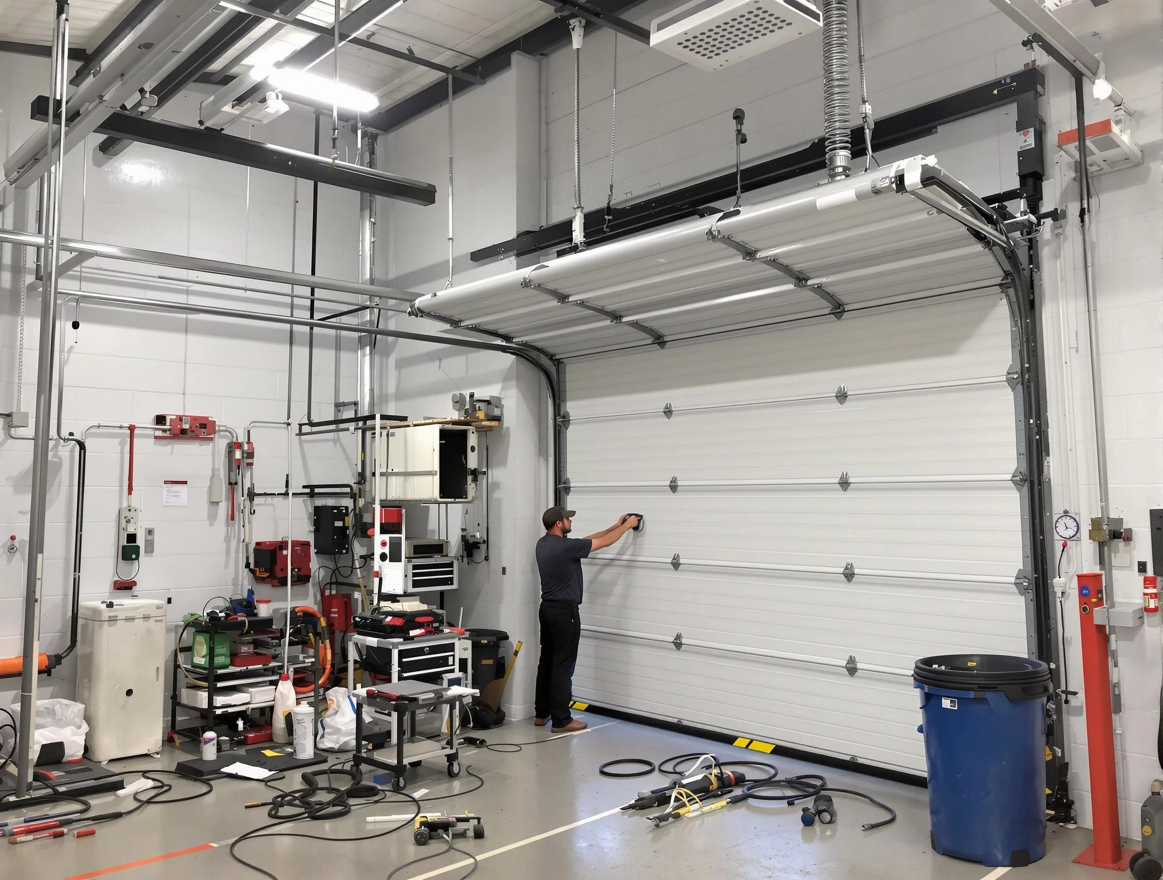 Fort Lauderdale Garage Door Repair certified technician performing commercial door repair at a Fort Lauderdale business facility