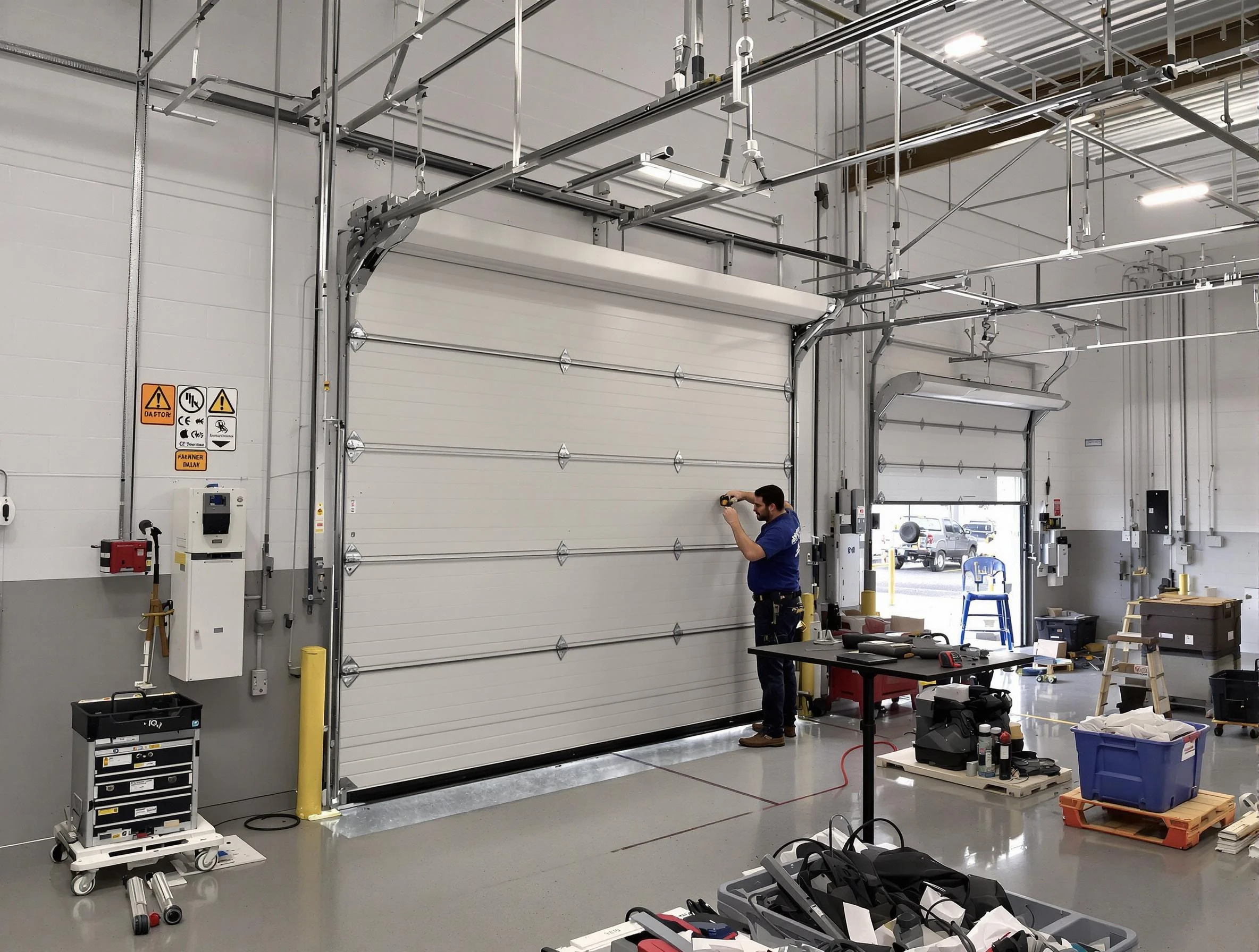Commercial garage door repair being performed by Fort Lauderdale Garage Door Repair expert in Fort Lauderdale
