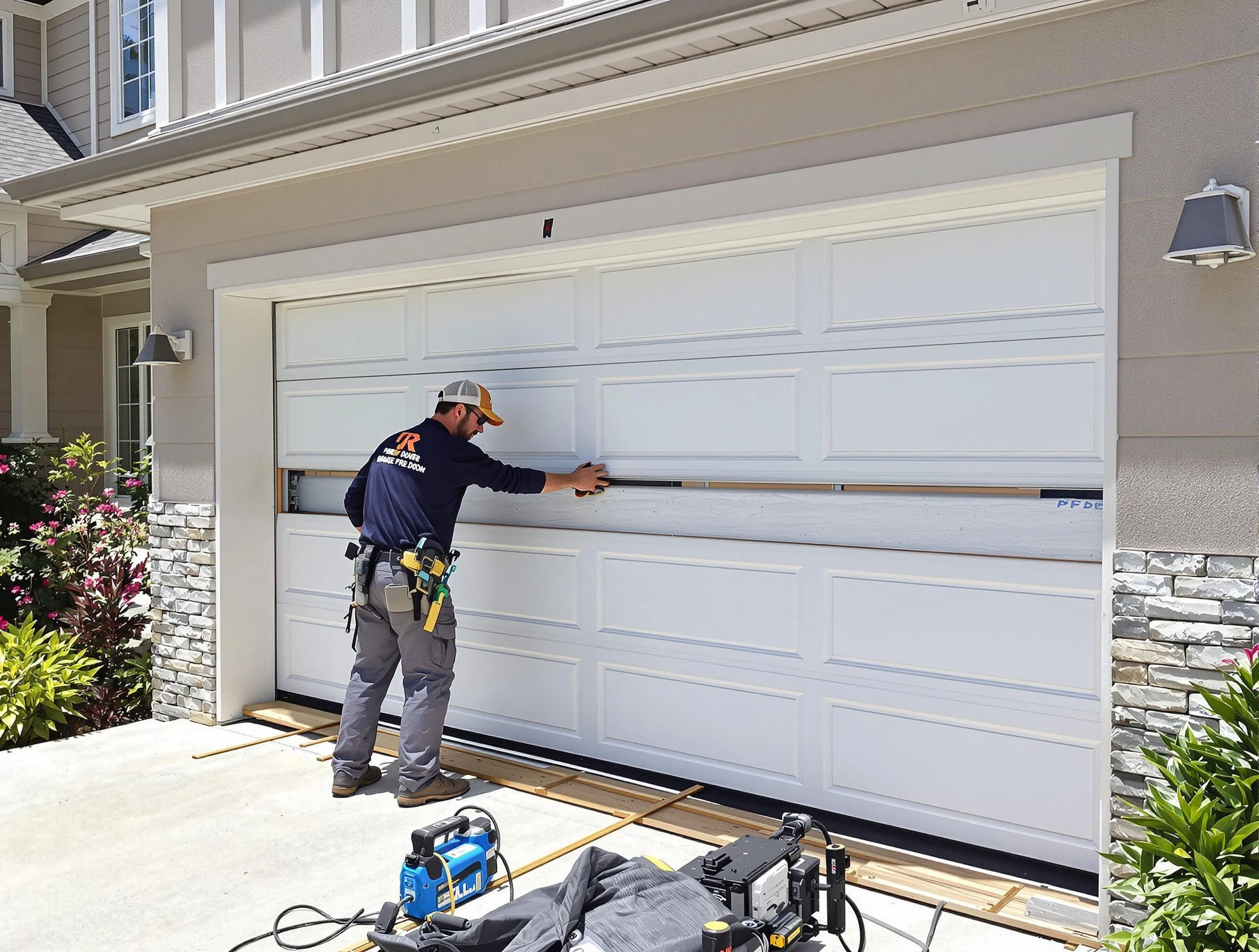 Fort Lauderdale Garage Door Repair team performing complete garage door replacement at Fort Lauderdale residence